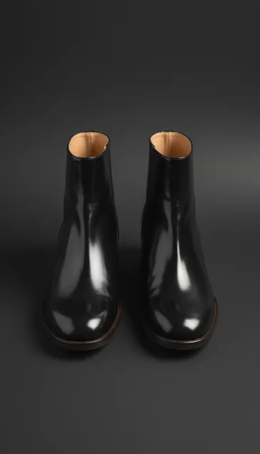Patent Leather Ankle Boots with Sculpted Heel