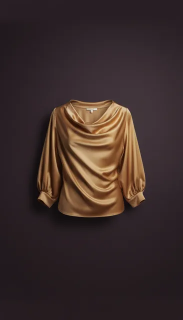 Silk Draped Blouse with Asymmetric Cut